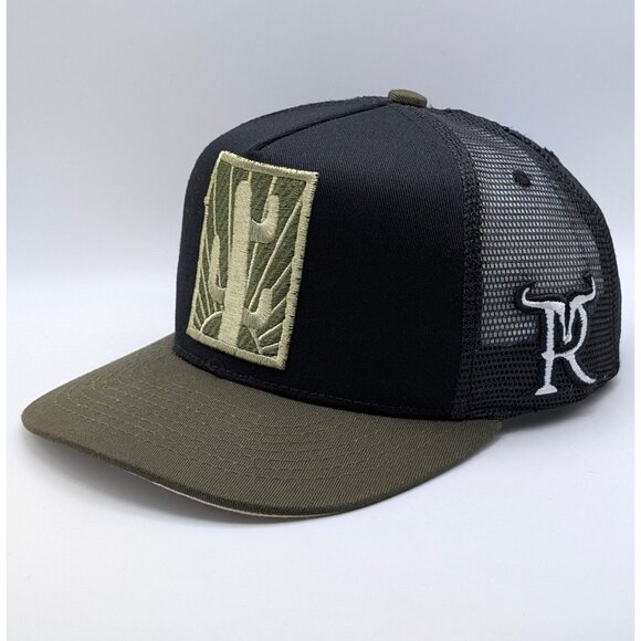 Rancho Caps Gorra Cactus Sunrise Snapback Black Mesh Hat Mens Texas Trucker - Picture 1 of 5